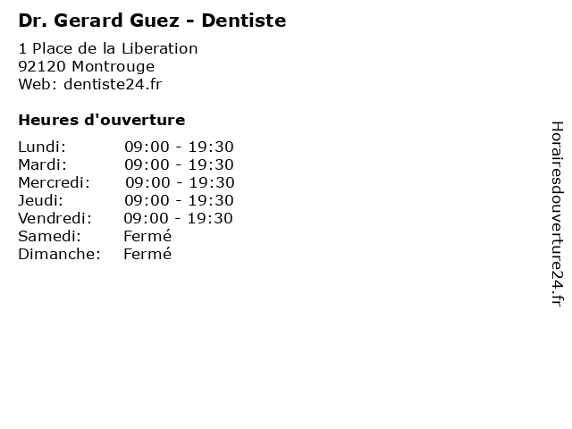 Dr. Gerard Guez - Dentiste à Montrouge: adresse et heures d'ouverture