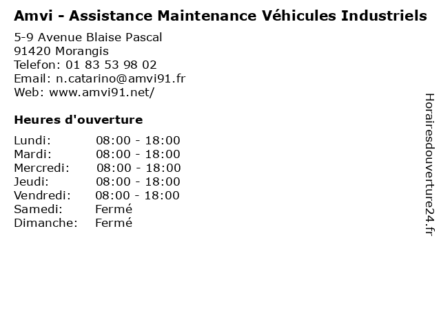 Amvi - Assistance Maintenance Véhicules Industriels à Morangis: adresse et heures d'ouverture