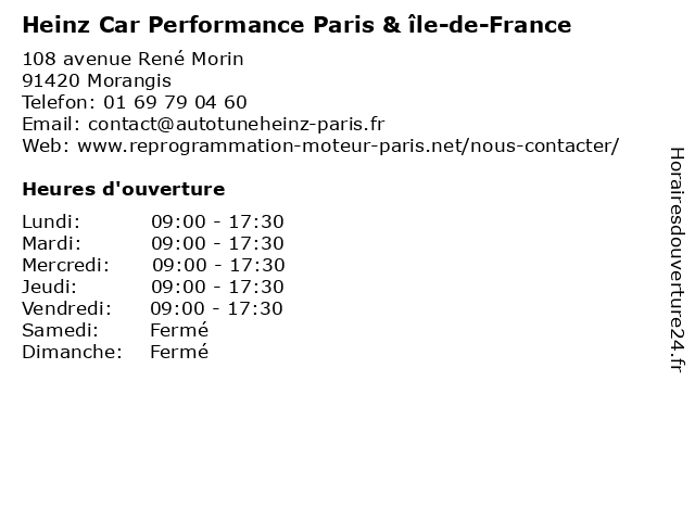 Heinz Car Performance Paris & île-de-France à Morangis: adresse et heures d'ouverture