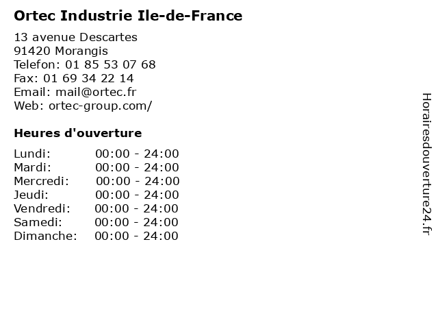 Ortec Industrie Ile-de-France à Morangis: adresse et heures d'ouverture