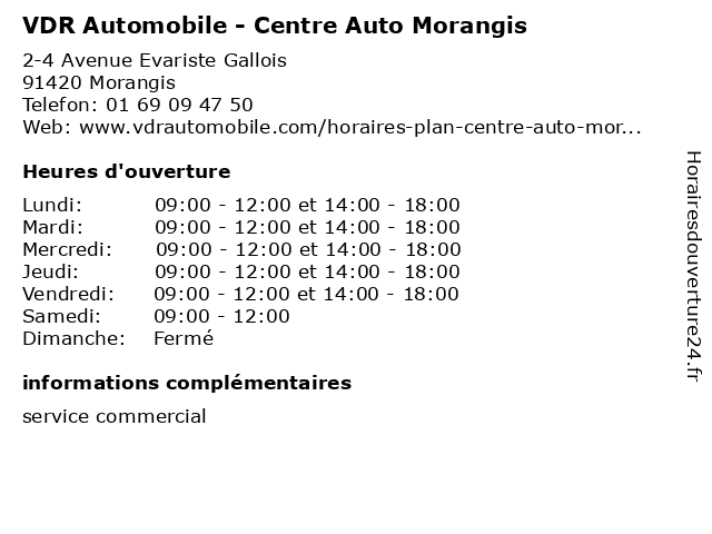 VDR Automobile - Centre Auto Morangis à Morangis: adresse et heures d'ouverture