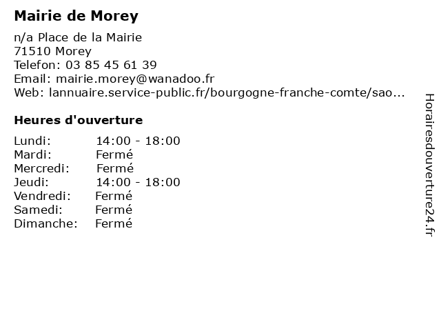 Mairie de Morey à Morey: adresse et heures d'ouverture