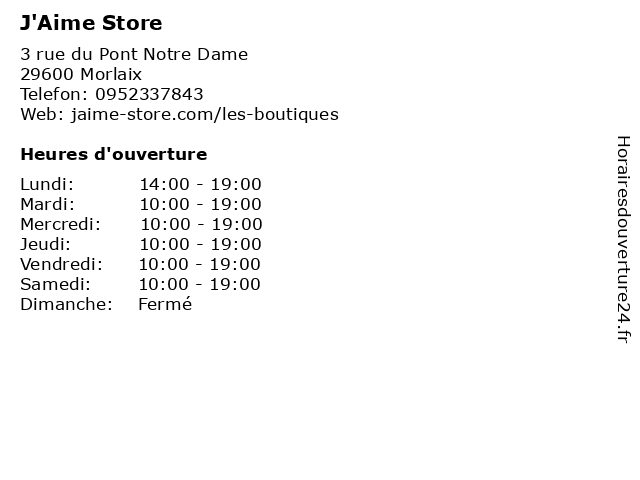 J'Aime Store à Morlaix: adresse et heures d'ouverture