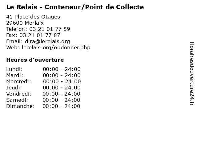 Le Relais - Conteneur/Point de Collecte à Morlaix: adresse et heures d'ouverture