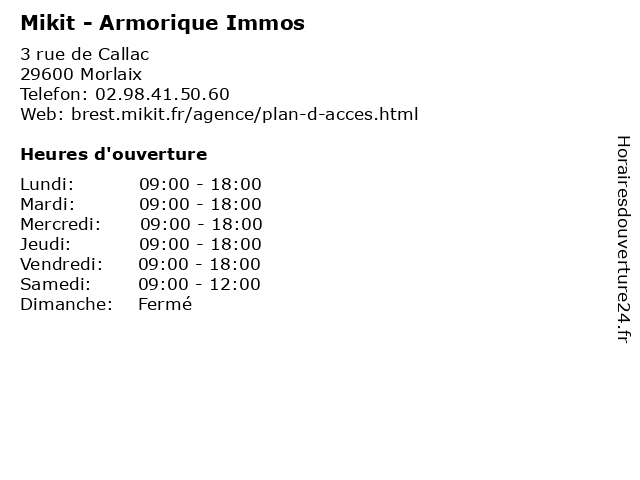 Mikit - Armorique Immos à Morlaix: adresse et heures d'ouverture