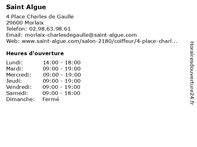 Saint Algue à Morlaix: adresse et heures d'ouverture
