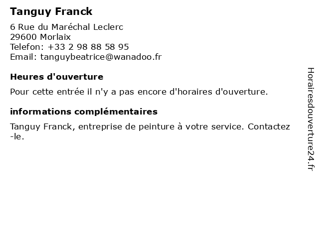 Tanguy Franck à Morlaix: adresse et heures d'ouverture