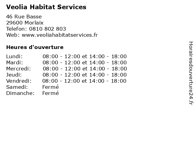 Veolia Habitat Services à Morlaix: adresse et heures d'ouverture