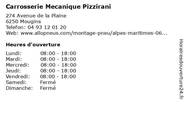 Carrosserie Mecanique Pizzirani à Mougins: adresse et heures d'ouverture