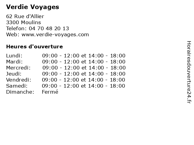 Verdie Voyages à Moulins: adresse et heures d'ouverture