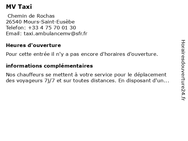 Alpes Taxi Patrick à Mours saint eusèbe: adresse et heures d'ouverture