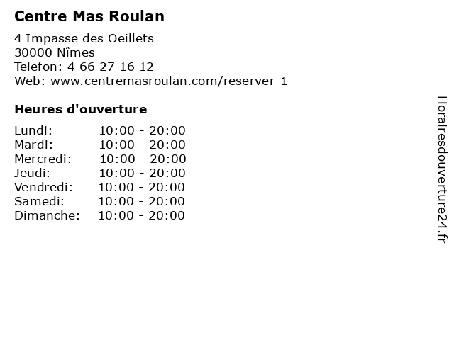 Centre Mas Roulan à Nîmes: adresse et heures d'ouverture