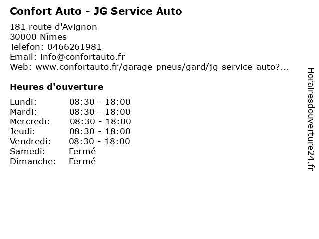 Confort Auto - JG Service Auto à Nîmes: adresse et heures d'ouverture