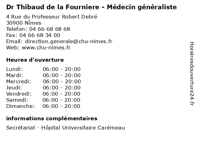 Dr Thibaud de la Fourniere - Médecin généraliste à Nîmes: adresse et heures d'ouverture