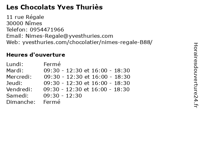 Les Chocolats Yves Thuriès à Nîmes: adresse et heures d'ouverture