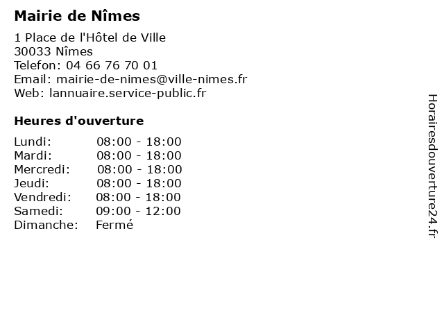 Mairie de Nîmes à Nîmes: adresse et heures d'ouverture