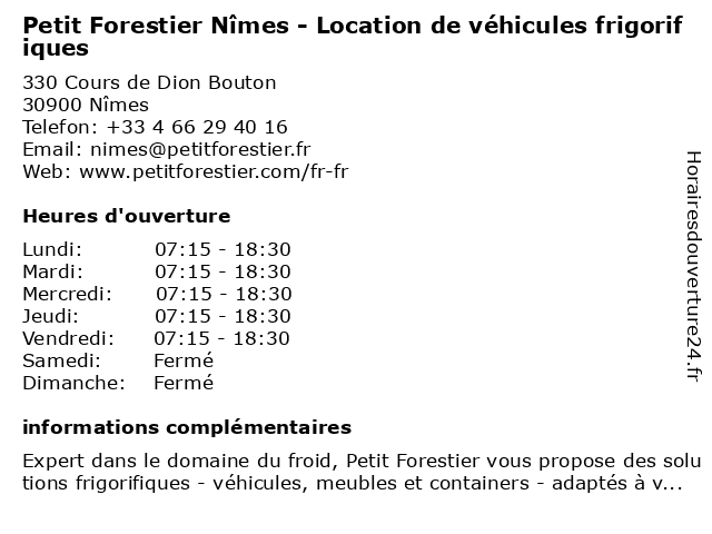 Petit Forestier Nîmes - Location de véhicules frigorifiques à Nîmes: adresse et heures d'ouverture