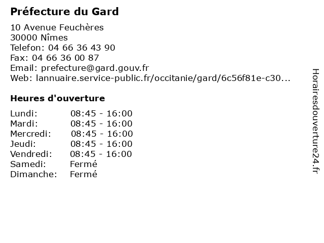 Préfecture du Gard à Nîmes: adresse et heures d'ouverture