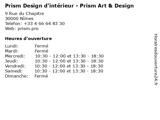 Prism Design d'intérieur - Prism Art & Design à Nîmes: adresse et heures d'ouverture