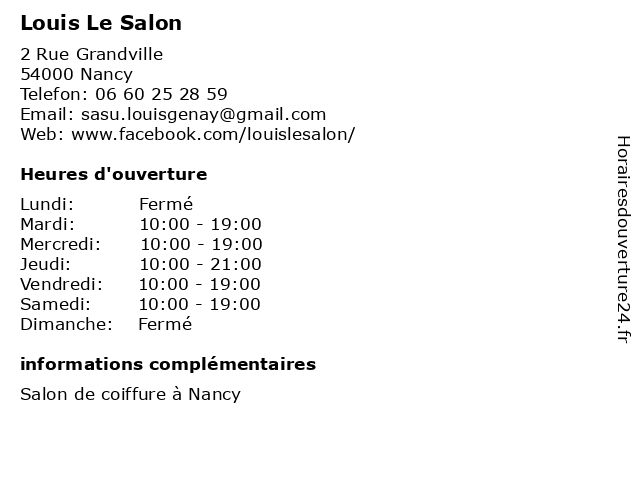 Louis Le Salon à Nancy: adresse et heures d'ouverture
