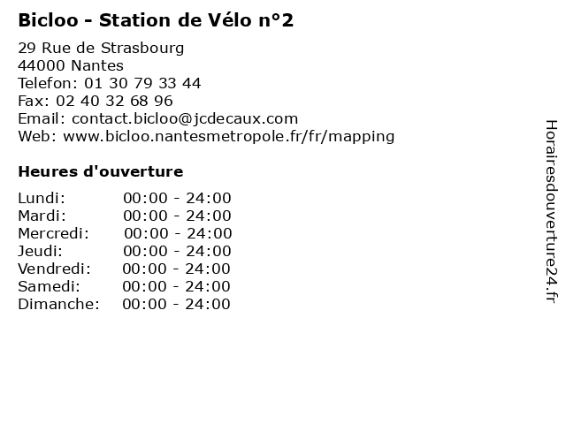 Bicloo - Station de Vélo n°2 à Nantes: adresse et heures d'ouverture