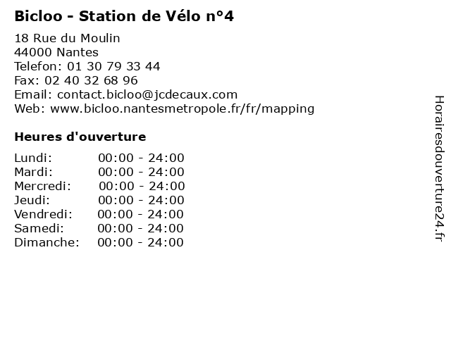Bicloo - Station de Vélo n°4 à Nantes: adresse et heures d'ouverture