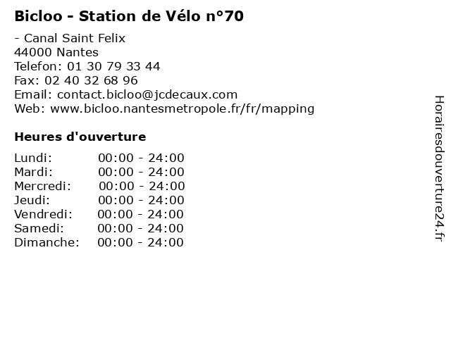 Bicloo - Station de Vélo n°70 à Nantes: adresse et heures d'ouverture