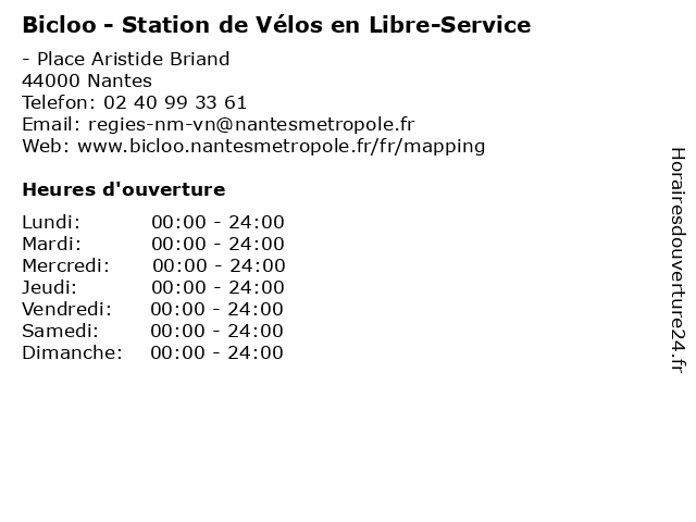 Bicloo - Station de Vélos en Libre-Service à Nantes: adresse et heures d'ouverture
