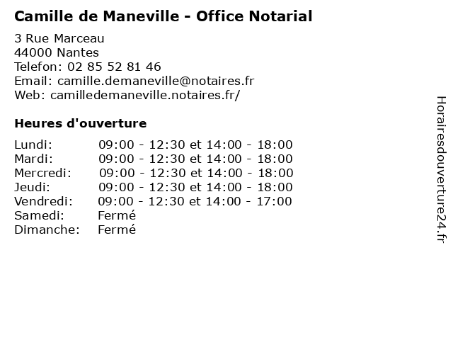 Camille de Maneville - Office Notarial à Nantes: adresse et heures d'ouverture