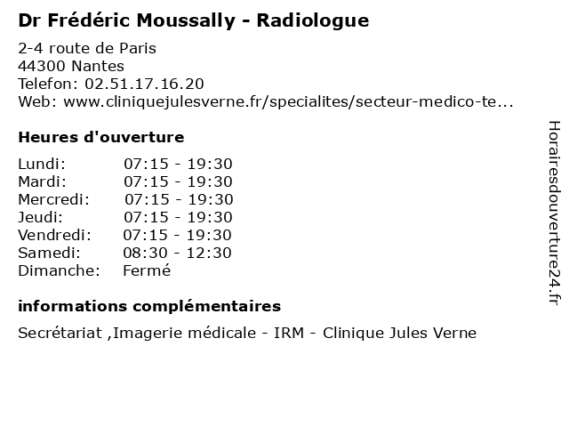 Dr Frédéric Moussally - Radiologue à Nantes: adresse et heures d'ouverture