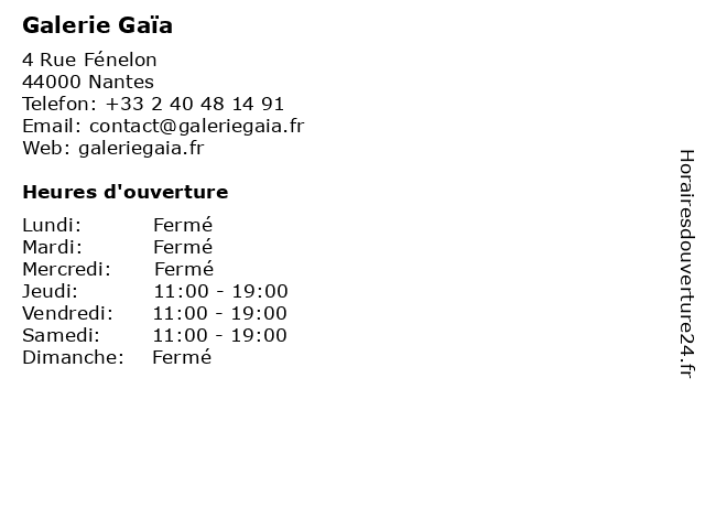 Galerie Gaïa à Nantes: adresse et heures d'ouverture
