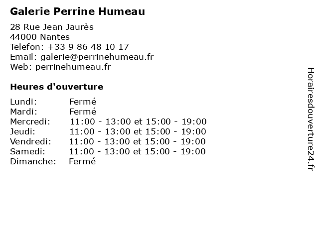 Galerie Perrine Humeau à Nantes: adresse et heures d'ouverture