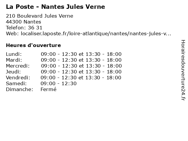 La Poste - Nantes Jules Verne à Nantes: adresse et heures d'ouverture