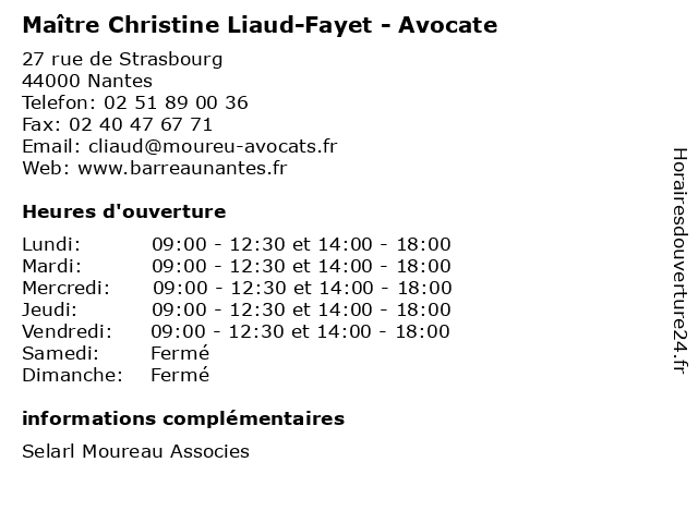 Maître Christine Liaud-Fayet - Avocate à Nantes: adresse et heures d'ouverture