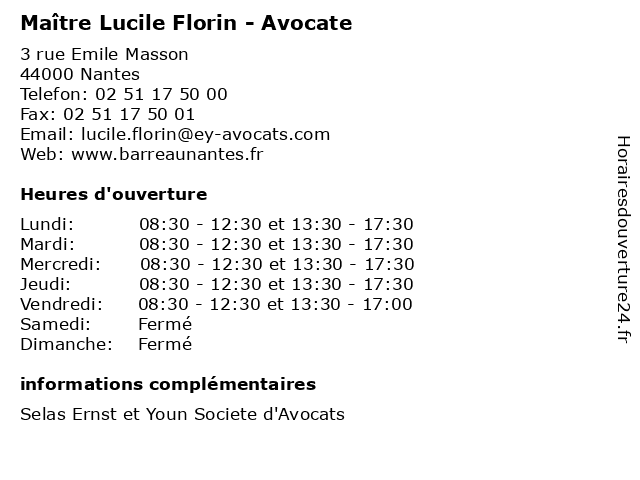 Maître Lucile Florin - Avocate à Nantes: adresse et heures d'ouverture