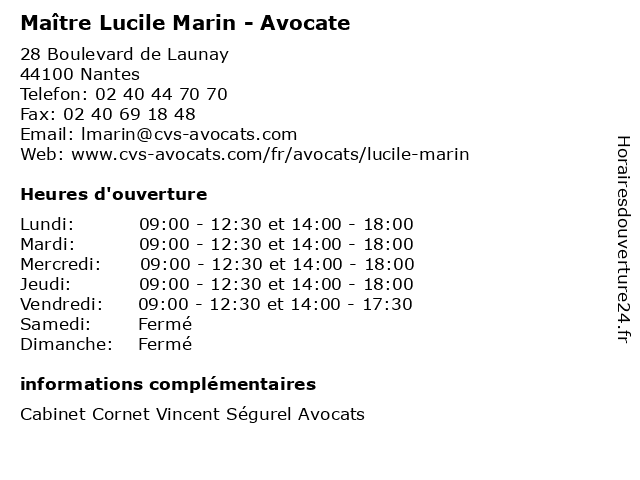 Maître Lucile Marin - Avocate à Nantes: adresse et heures d'ouverture