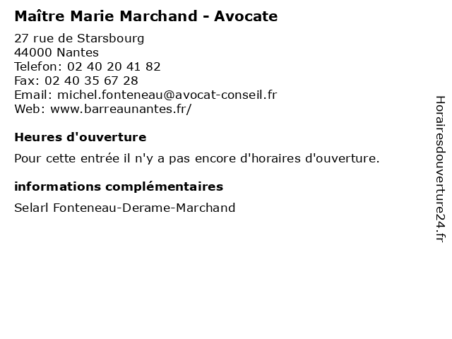 Maître Marie Marchand - Avocate à Nantes: adresse et heures d'ouverture