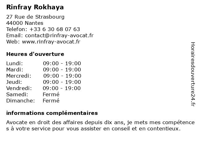 Rinfray Rokhaya à Nantes: adresse et heures d'ouverture