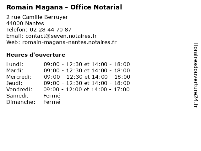Romain Magana - Office Notarial à Nantes: adresse et heures d'ouverture