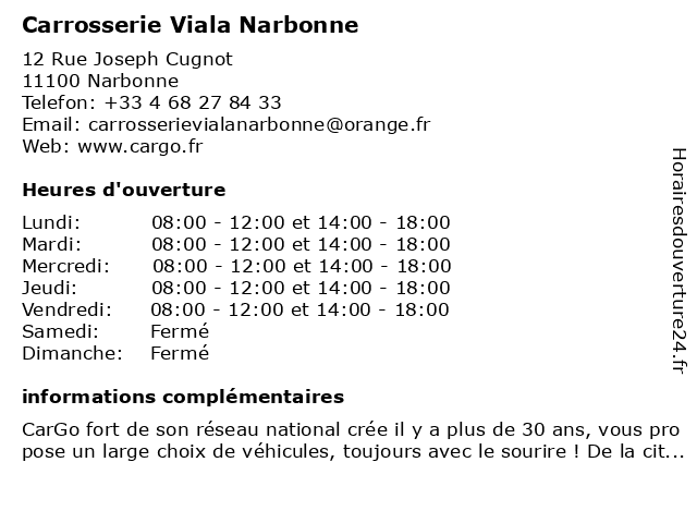Carrosserie Viala Narbonne à Narbonne: adresse et heures d'ouverture