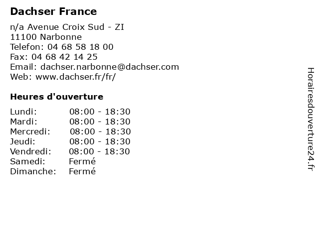 Dachser France à Narbonne: adresse et heures d'ouverture