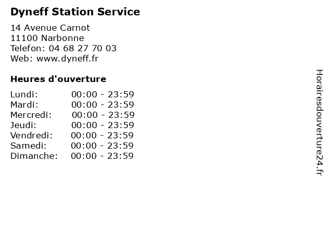 Dyneff Station Service à Narbonne: adresse et heures d'ouverture