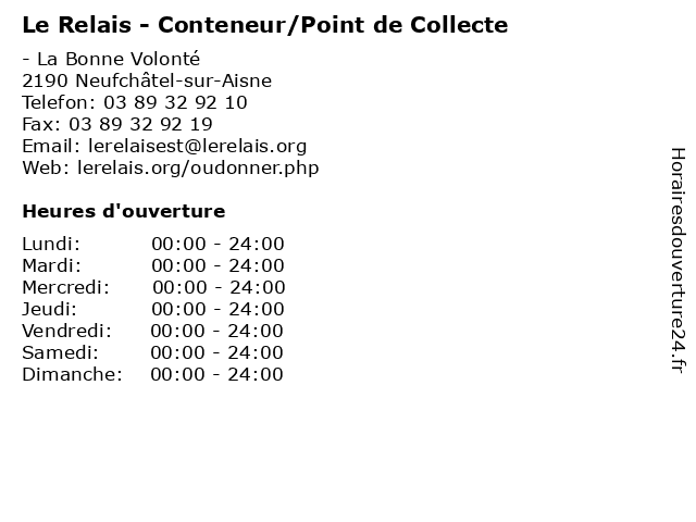 Le Relais - Conteneur/Point de Collecte à Neufchâtel-sur-Aisne: adresse et heures d'ouverture