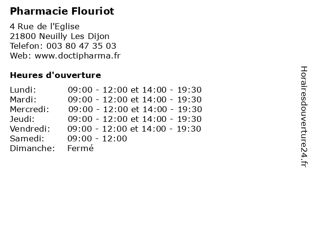 Pharmacie Flouriot à Neuilly Les Dijon: adresse et heures d'ouverture