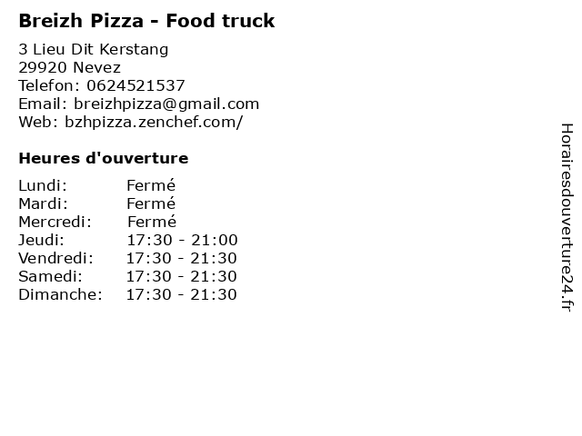 Breizh Pizza - Food truck à Nevez: adresse et heures d'ouverture
