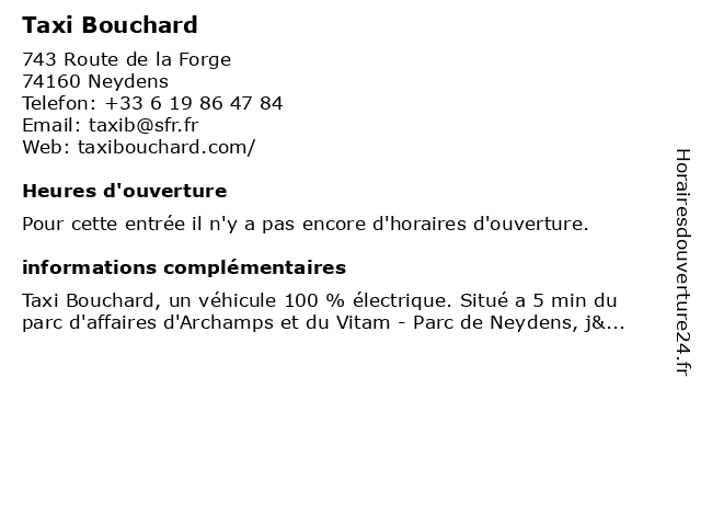Taxi Bouchard à Neydens: adresse et heures d'ouverture