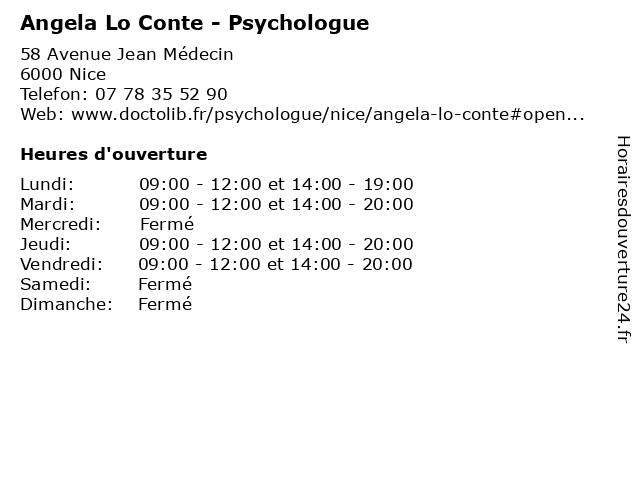 Angela Lo Conte - Psychologue à Nice: adresse et heures d'ouverture