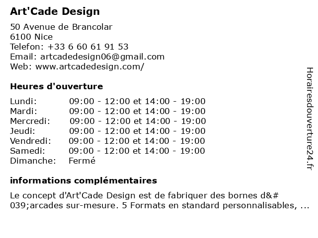 Art'Cade Design à Nice: adresse et heures d'ouverture