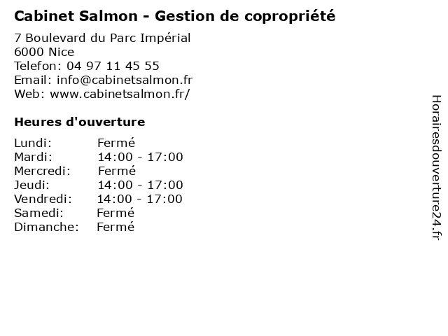 Cabinet Salmon - Gestion de copropriété à Nice: adresse et heures d'ouverture