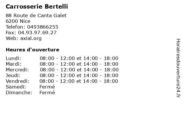 Carrosserie Bertelli à Nice: adresse et heures d'ouverture